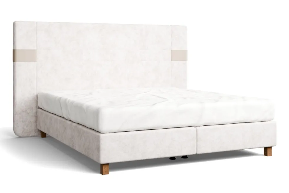 Luksusowe tapicerowane łóżko typu boxspring Palladium, Natural, 160x200 cm