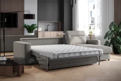 Narożna rozkładana sofa Lugano, szerokość 300 cm, prawy narożnik, Cloud 87