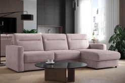 Narożna rozkładana sofa Lugano, szerokość 300 cm, prawy narożnik, Cloud 60