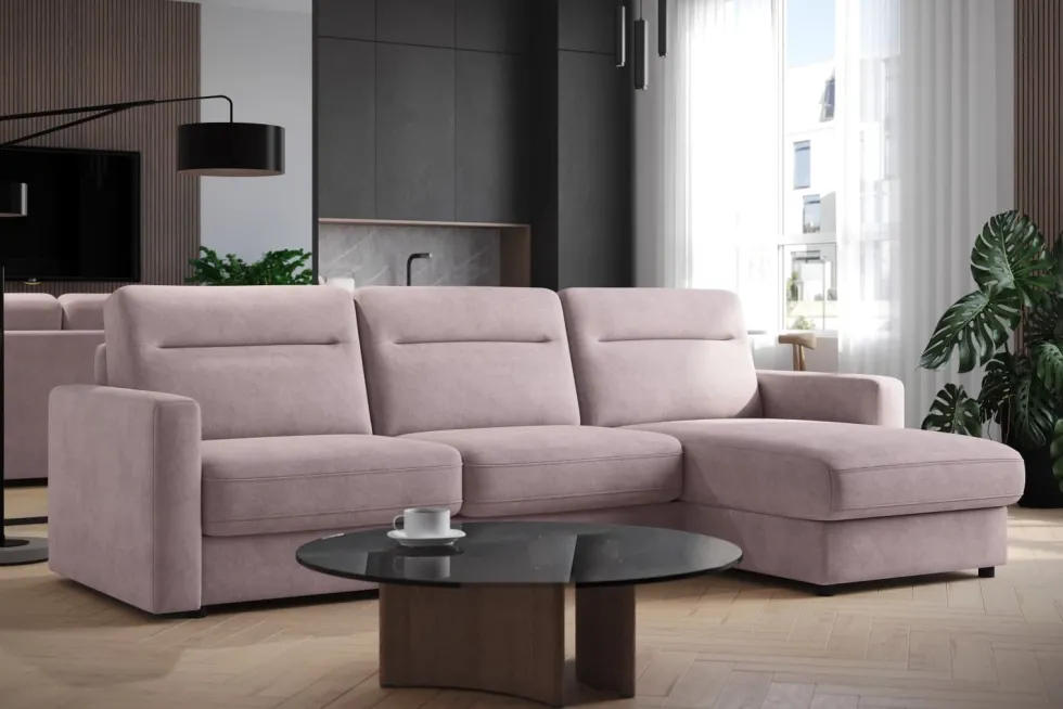 Narożna rozkładana sofa Lugano, szerokość 300 cm, prawy narożnik, Cloud 60