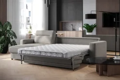 Narożna rozkładana sofa Lugano, szerokość 300 cm, lewy narożnik, Cloud 87