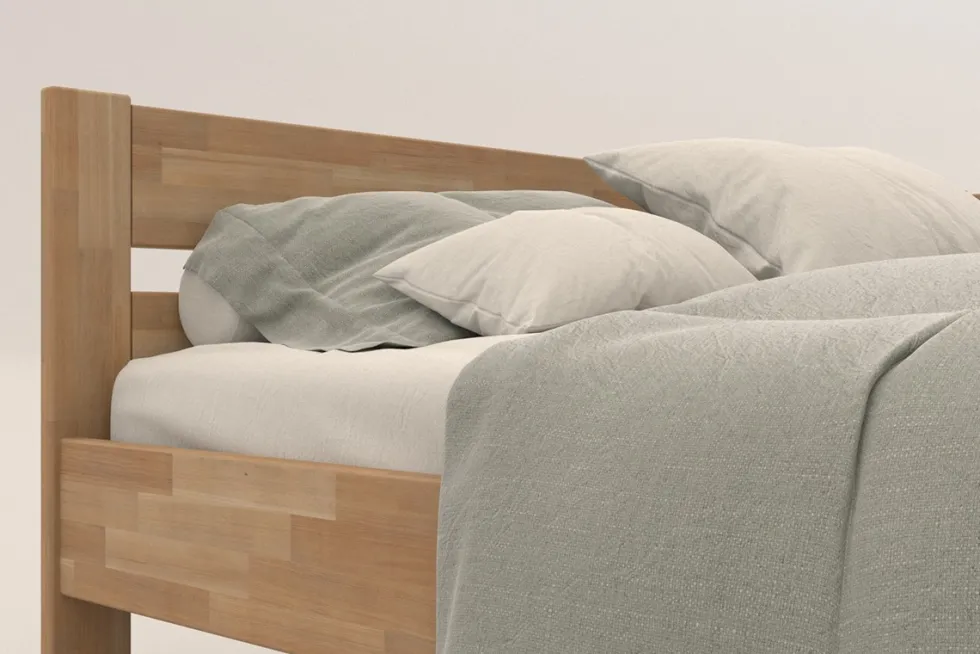 Narożne łóżko drewniane Wanda, prawy róg, wersja BK1, 140x200 cm