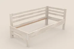 Pojedyncze narożne drewniane łóżko Stacy, lewy róg, wersja BO102, 90x200 cm
