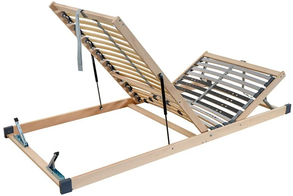Stelaż do łóżka, z możliwością ręcznej regulacji i podnoszoną częścią znajdującą się pod nogami Duo Comfort HN P, 80x200 cm